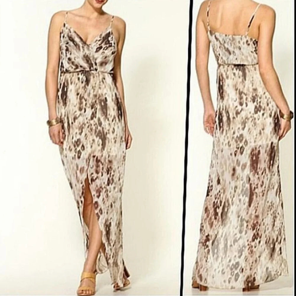 Rory Beca leopard animal print patterned georgette midi dress 5762